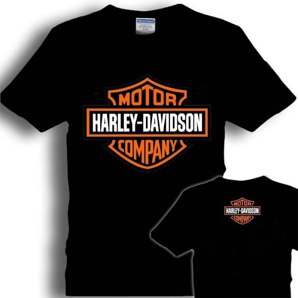 Harley-Davidson Herre Elongated Orange Bar & Shield Svart T-skjorte 30290285 XL