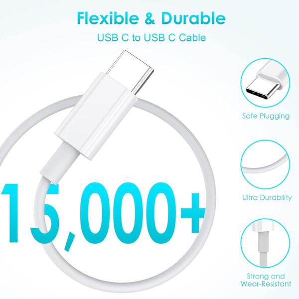 USB C til USB C Kabel, 6FT USB C Lade Kabel 100W Hurtig Opladning Type C Kabel