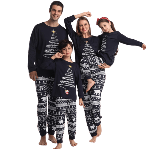 Julepyjamas til familien, matchende julesæt til familien blå{F3} Blue Infant 9M