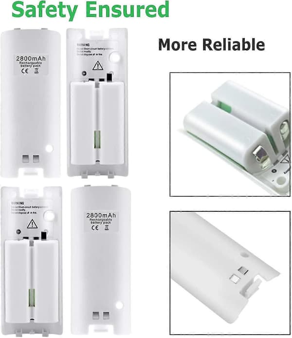4-pak Genopladelige Batteripakker til Wii og Wii U Remote Controller 2800mAh - XinHan