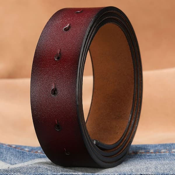 Äkta läderbälte utan spänne 01 Brown 3.8cm
