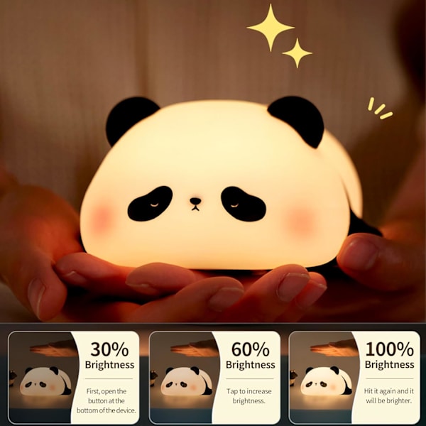 Natlampe Børn Panda Natlampe Panda Lampe Dæmpbar Timer, Touch Kontrol Silikone Natlampe Baby, USB Genopladelig Sød Panda Lampe
