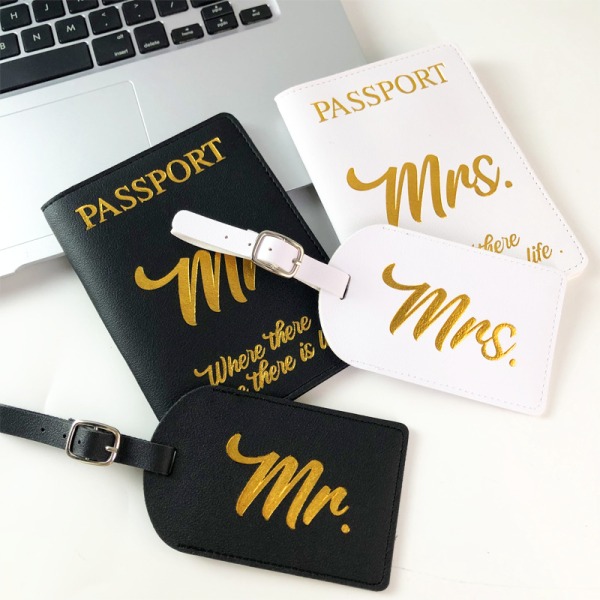 Mr & Mrs Pas Cover med Bagageetiketter Holder til etui Organizer ID-kort Rejsebeskytter Organizer