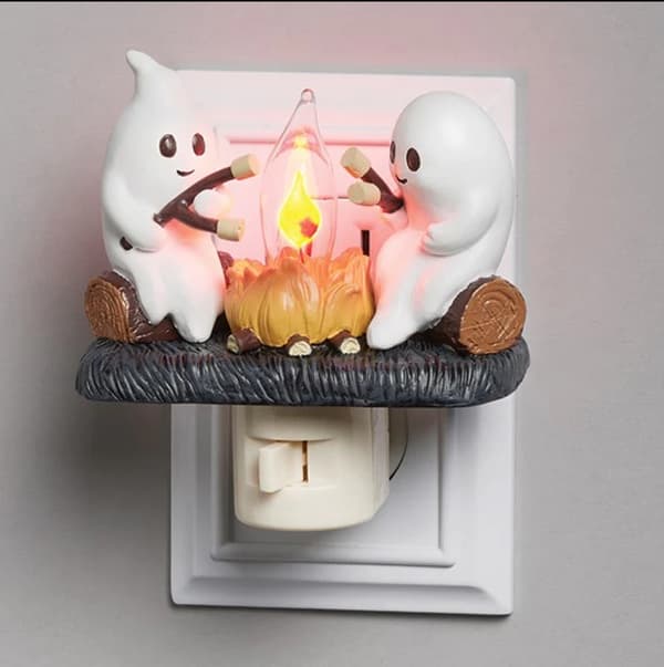 Uhæggelig Bålplads Flammende Natlampe Halloween Uhæggelig Lysende Lys Ornament