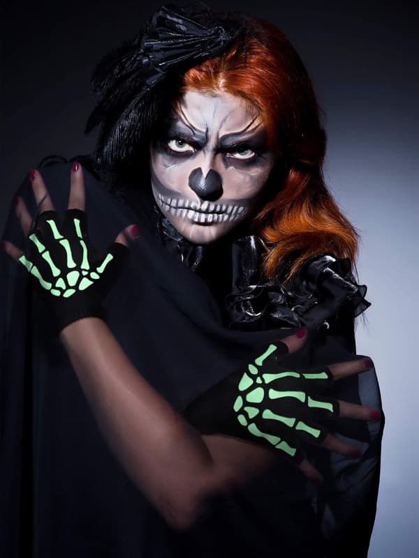 Halloween Skelet Håndske - Gløder i Mørket - Strikket Mekaniker Håndske