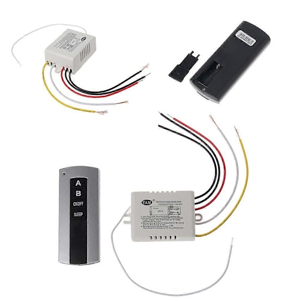 Trådløs 2-kanals ON/OFF Lampe Fjernbetjening Switch Modtager Sender [db]
