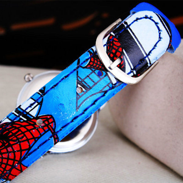 Spiderman Kvarts Klokka Student Gutter Jenter Casual Klokka Gave blue