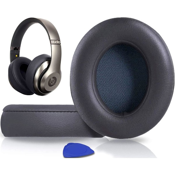 Erstatningsøreputer for Beats Studio 2 & Studio 3 Kablede og Trådløse Hodetelefoner, Øreputer med Mykt Proteinlær, Støyreduserende Memory Foam