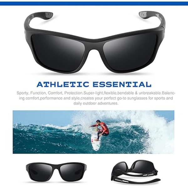 Polariserede sports solbriller til mænd: UV400 beskyttelsesbriller Dame Wrap Around Goggles til kørsel og fiskeri