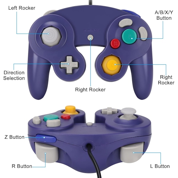 Gamecube Gamepad, 2-pack klassisk gamepad med vibrationsstyrspak