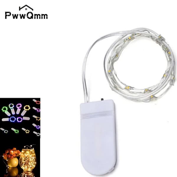 LED lyslenke kobbertråd 1m 2m 3m 5m batteridrevet julebelysning trekrans bryllupsdekorasjon WHITE 2M