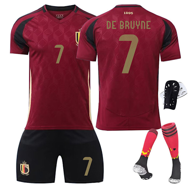 2024 Europacup Belgien tröja nr 7 De Bruyne fotbollströja set nya kortärmade lagtröja No. 10+socks No. 10+socks 2XL