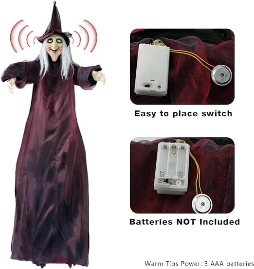 Hängande Talande Häxa för Halloween Utomhusdekoration