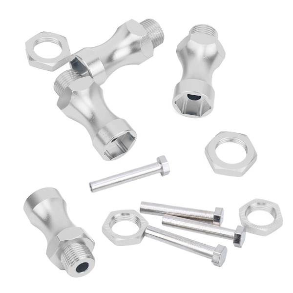12st 1/10 till 1/8 RC Modellbil Del Aluminiumlegering 12mm Till 17mm Hjulnav Adapter Koppling Silver