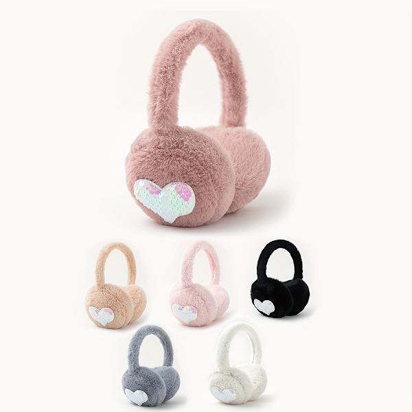Hyggelige og søde ørevarmere med hjertemønster til piger - blød polyester, perfekt til efterårs-/vintermode Pink