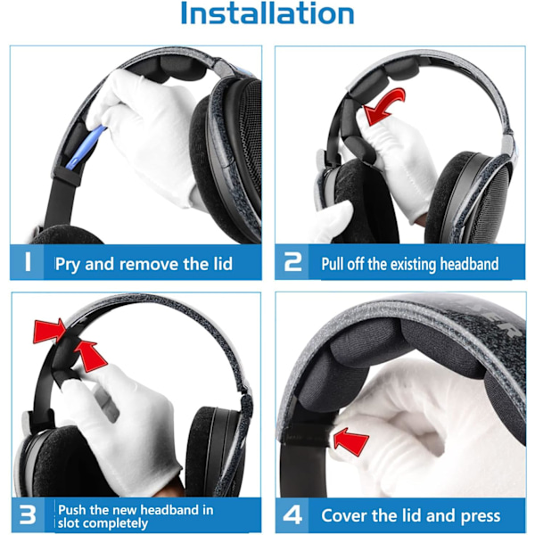 Tyg Huvudbandsdyna Kompatibel med Sennheiser HD600, HD580, HD650, HD660 S Hörlurar Ersättningshuvudband/Huvudbandsdyna (Svart)