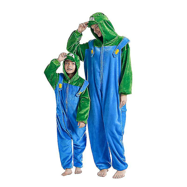 Vihreä Super Mario Luigi -pyjama, unisex, lapsille ja aikuisille, eläinkosplay-asu, lapsille 100