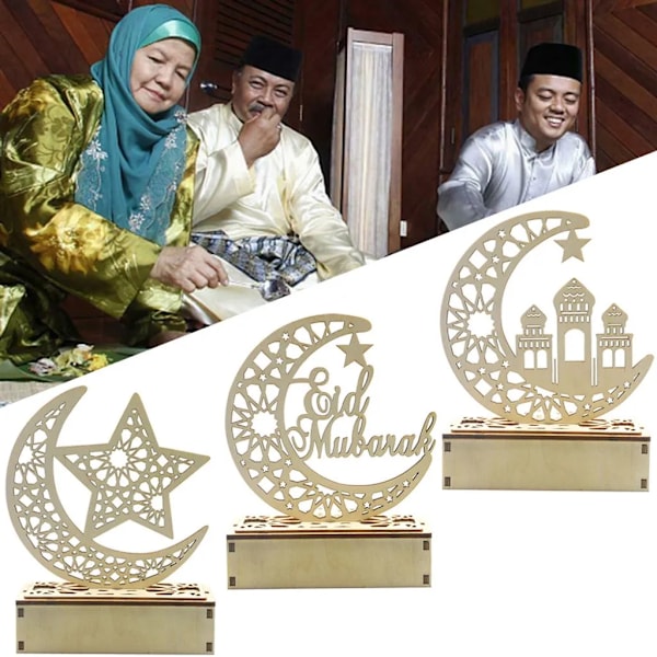 stk Ramadan Lanterne LED Træ Måne Stjerne Lys Dekoration Ramadan Eid Hjemmeindretning Ramadan Dekoration
