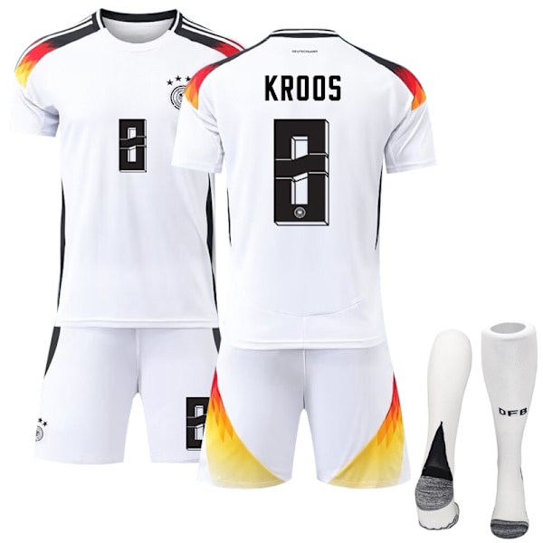 2024 UEFA EM Kroos Barn Fotbollströja Kit Tyskland Hemma Nr 8 Hemma Vit Home White Home White 26