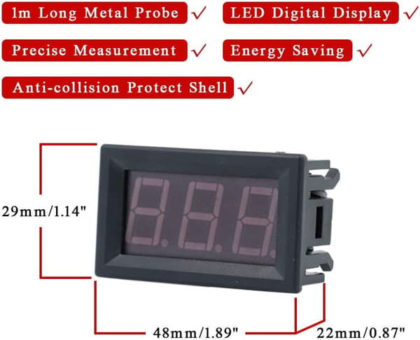12V Digital Termometer Mini Temperaturtestare Vattentät Digital Temperaturmätare för Kylskåp Akvarium Frys, Blå