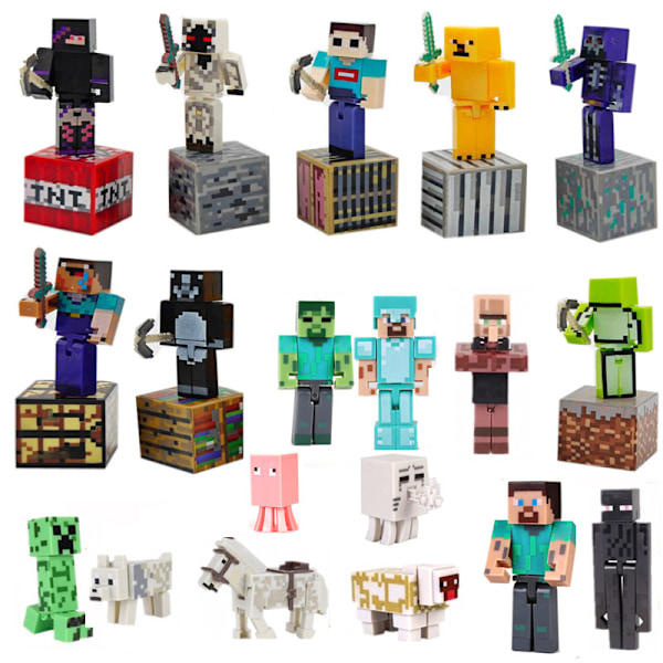 Mina värld byggklossar minifigur rustning Steve docka modell omgivande tårtdekorationer handgjorda blind box leksaker Three-piece set (7 cm)