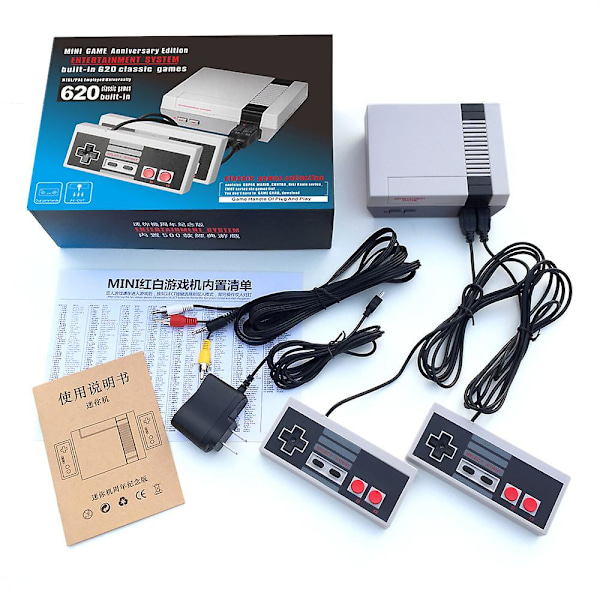 620 spillekonsol Nes spillekonsol 8-bit spillekonsol Mini klassisk spillekonsol rød og hvid maskine opgraderet version four keys
