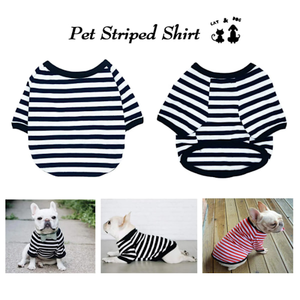 4-delad sommar husdjurskläder hund randig rund hals T-shirt