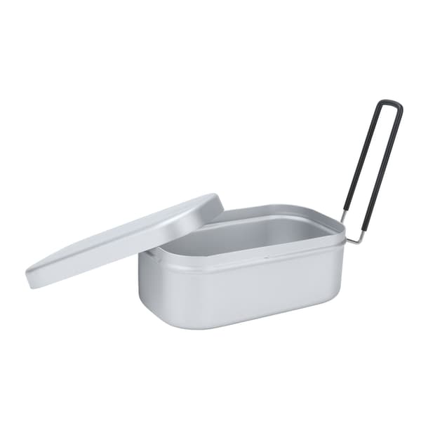 800 ml aluminium madkasse med låg, rektangulær bærbar bentoboks til udendørs camping 0.3