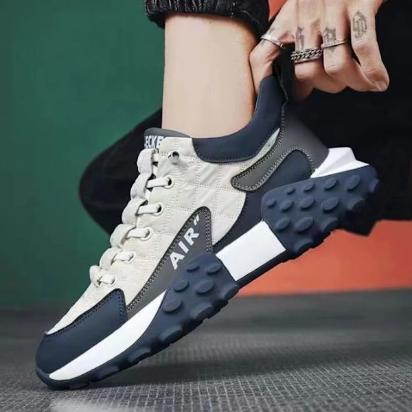 Afslappede fritidssko i gummi til mænd, hvide sneakers, åndbare sportssko, løbesko, sko