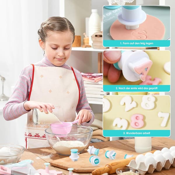 36 Deler Fondant Bokstav Kakekutter Sett Gjenbrukbart med Bokstaver og Tall