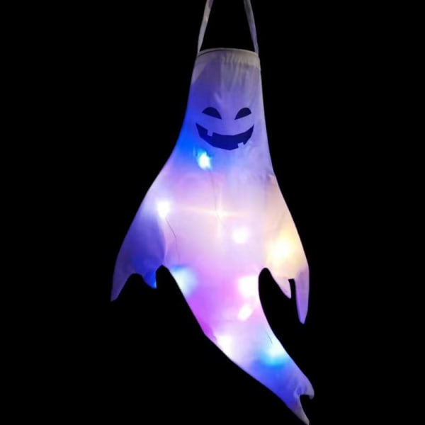 Halloween stor storlek LED utomhusljus Batteridriven skelettspöke Lysande ansiktsmarknadsrekvisita Halloween-dekoration (stort leende spöke)