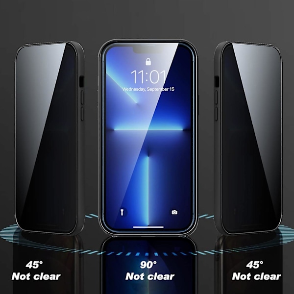 Tietosuojallinen Magneettinen Kotelo iPhone 15 Pro Maxille Lukolla, Anti-Kurkistus Magneettinen Karkaistu Lasi Kaksisivuinen Puhelimen Kotelo Hopea Silver none