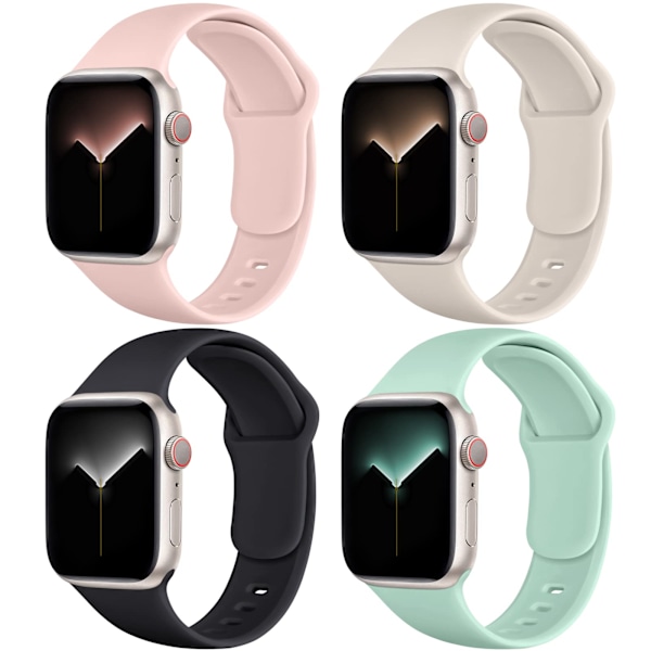 4-pack armband kompatibla med Apple Watch armband Apple Watch Ultra/iWatch Series 8 SE 7 6 5 4 3 2 1, ljus färg