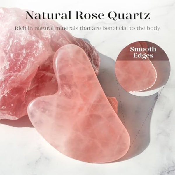Gua Sha Sett i Rose Quartz - Ansiktsmassasje for Rynker & Muskelspenninger Rose quartz. -