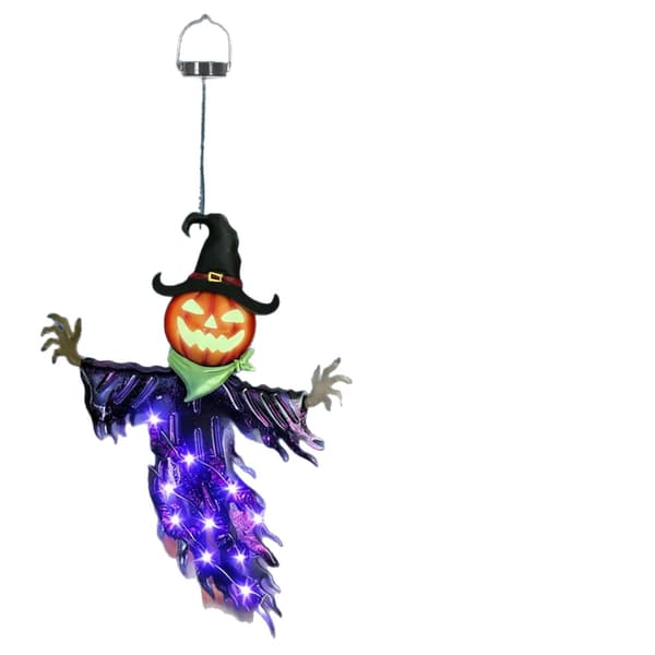 Halloween Hængende Lysende Græskar Heks Spøgelse Gårdsdekoration, Jernhåndværk Vægkunst