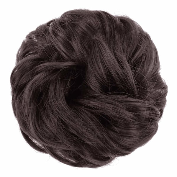 1 st Slarvig Hårsnodd Bun Hårförlängning Lockigt Vågig Slarvig Syntetisk Chignon för Kvinnor Updo Hårsmycke 6#-Dark Brown