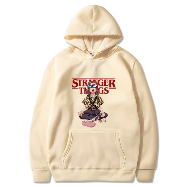 Stranger Things trykket hettegenser – fleeceforet hettegenser Light gray XXXL