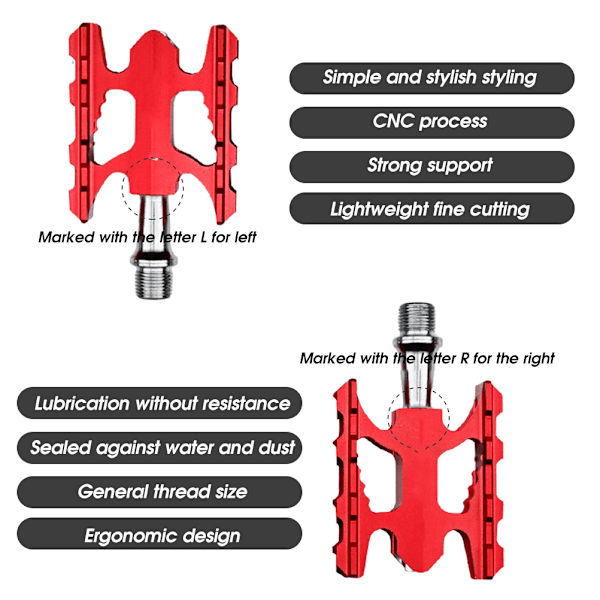 1 Par Ultralett Sammenleggbar Sykkelpedal Aluminium Legering Sklisikker MTB Landeveissykkel Pedal