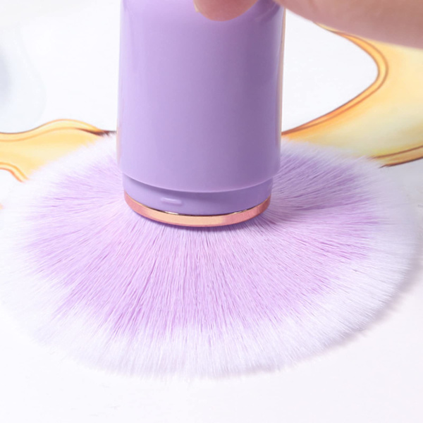 Kynsien puhdistusharja, vetäytyvä ergonominen synteettinen kuitu kynsiä taiteen pölynpoistusharja poskipunalle manikyyrille (violetti)