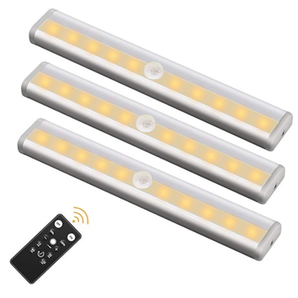 LED-timingfunksjon lys justerbar batterimodell lang skaplampe med fjernkontroll intelligent magnetisk nattlampe fjernkontroll varm Remote Control Warm 1pc