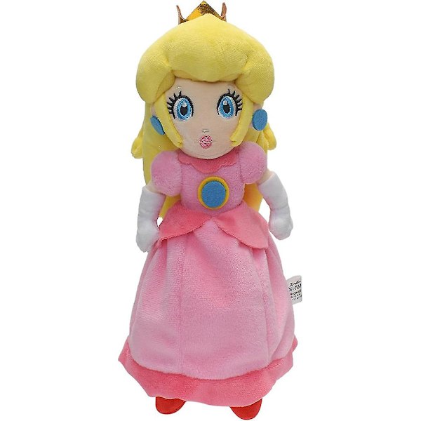 Princess Peach Plysjleketøy med Røde Sko Rosa Kjole Gult Hår og Krone Fylt Dukke Samling Dekorasjon Bursdagsgave[HK]