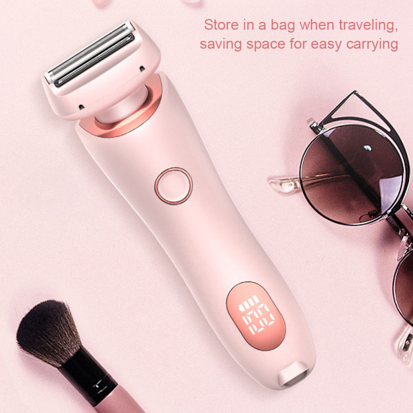 2-i-1 Bikini Trimmer Elektrisk Rakapparat för Kvinnor, Silky Glide Pro Håravlägsning för Rakning av Ben, Armar, Armhålor och Ansikte Pink