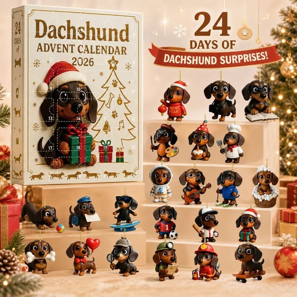 Gravhund Julekalender 2026, 24-dages Akryl Nedtælling Blind Box Gave