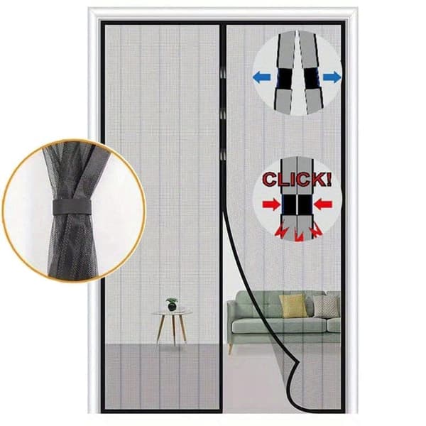 Magnetisk myggenet til dør, terrassedør Sort Black 90*210cm