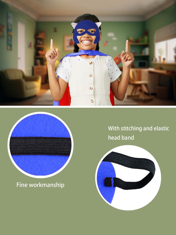 Superheltkapper og masker for barn, rollespill, kostymefest, utkledning, Halloween-eventyr Blue One-size