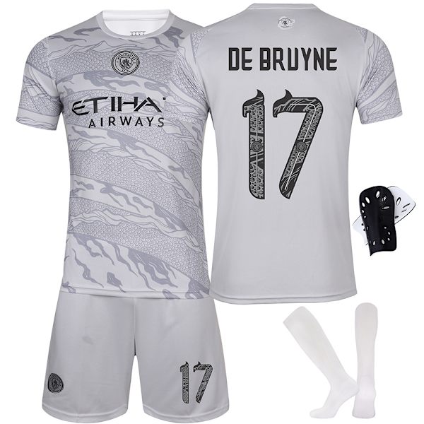 23-24 Manchester City Dragon Year Limited Edition No. 9 Haaland Fodboldtrøje 17 De Bruyne 47 Foden Trøjesæt Ingen størrelse sokker + beskyttelsesudstyr No size socks + protective gear Size L