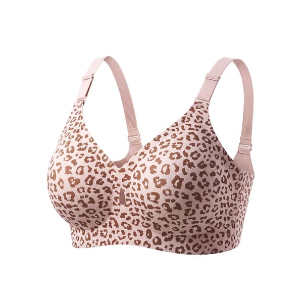 Sømløs trådløs bh til kvinder, leopardprint push up bralette, komfortstøtte-bh i plus size M