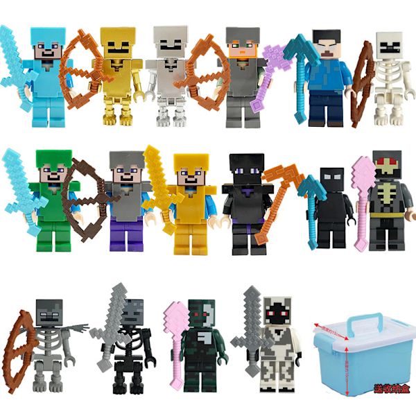Mina värld byggklossar minifigur rustning Steve docka modell omgivande tårtdekorationer handgjorda blind box leksaker Creeper Set (7 cm)