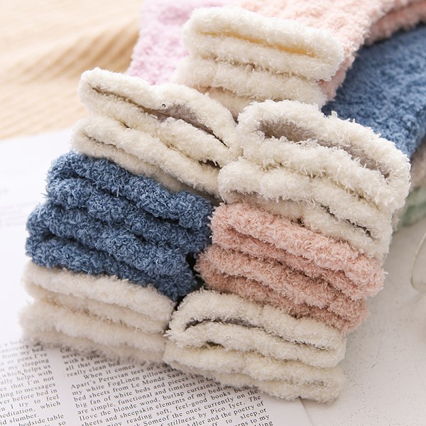 7 par korallfleece strumpor för kvinnor höst och vinter plus velour