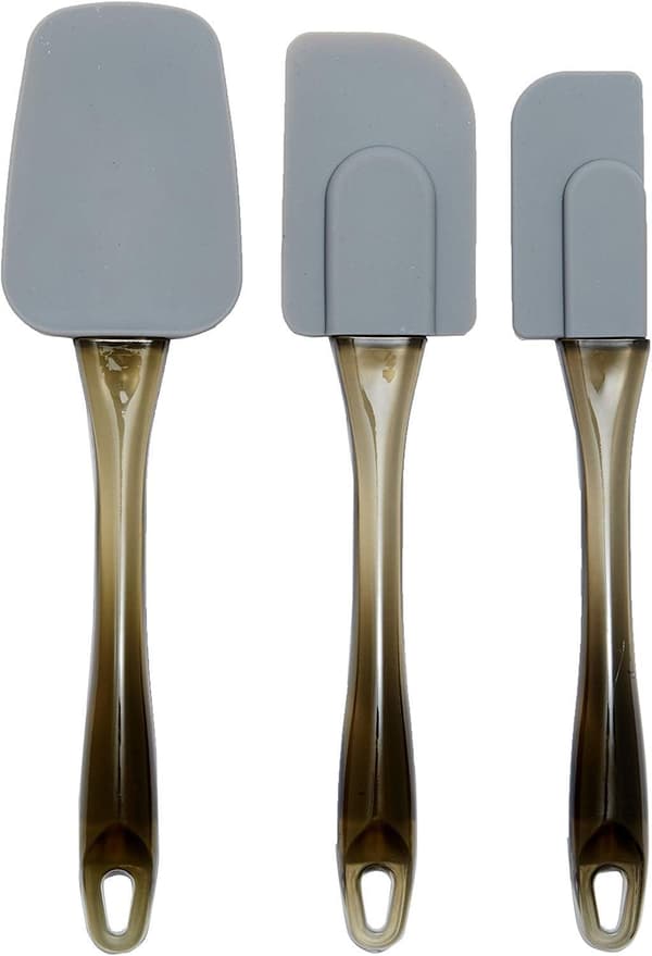 Basics Rektangulära silikonspatlar, set om 3, små, medelstora, stora, grå